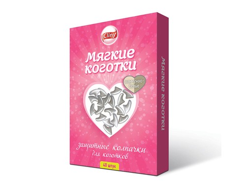 Cliny колпачки на когти для кошек "Мягкие коготки", жемчужно-белые 40 шт