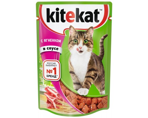 Kitekat влажный корм для кошек, с ягненком в соусе