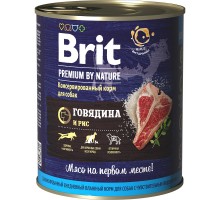 Brit  Premium by Nature консервы с говядиной и рисом для собак 850 г