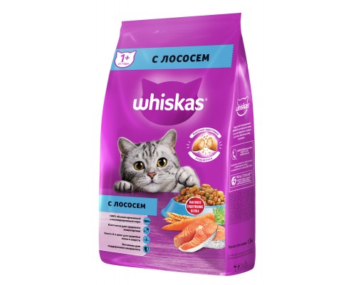 Корм Whiskas сухой корм для взрослых кошек «Вкусные подушечки с нежным паштетом. Аппетитный обед с лососем» 350 г