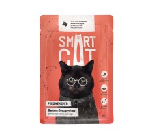 Smart Cat паучи для взрослых кошек и котят кусочки говядины в нежном соусе 85 г