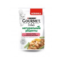 Gourmet влажный корм Натуральные рецепты для кошек, лосось-гриль с зеленой фасолью