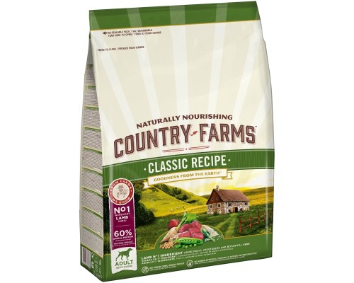 Country Farms сухой корм полнорационный для взрослых собак, с высоким содержанием ягненка 12 кг