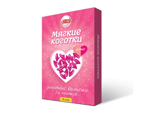 Cliny колпачки на когти для кошек "Мягкие коготки", розовые 40 шт