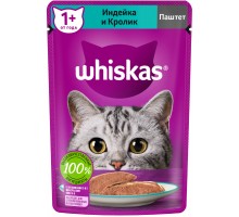 Whiskas влажный корм  для кошек, паштет с индейкой и кроликом