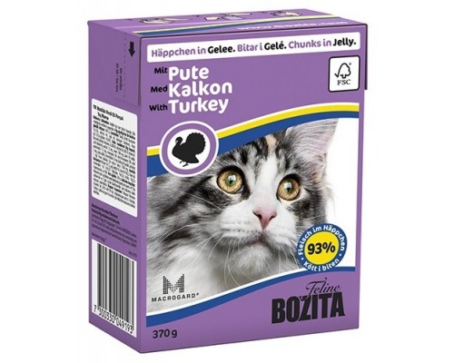 Bozita кусочки в желе для кошек, с рубленой индейкой