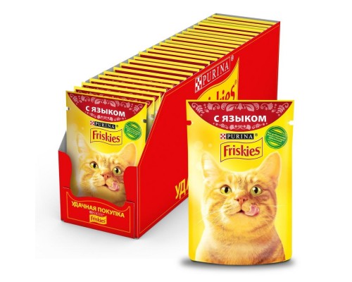 Friskies влажный корм для взрослых кошек, с языком в подливе