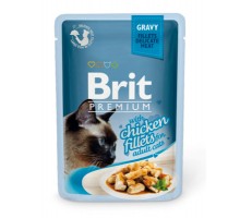 Brit паучи Premium для кошек: кусочки из куриного филе в соусе