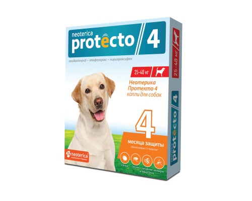 Neoterica Protecto капли от блох и клещей для собак 25-40 кг, 2 шт 64 г