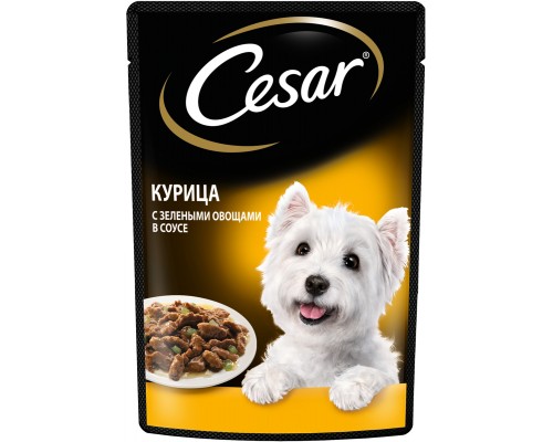 Cesar влажный корм для взрослых собак, курица с зелеными овощами 85 г