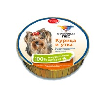 Счастливый пес паштет со вкусом курицы и утки для собак 125 г