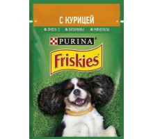 Friskies влажный корм для взрослых собак, кусочки с курицей в подливе