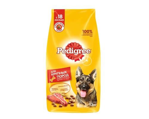 Корм Pedigree сухой корм для взрослых собак крупных пород, с говядиной 13 кг