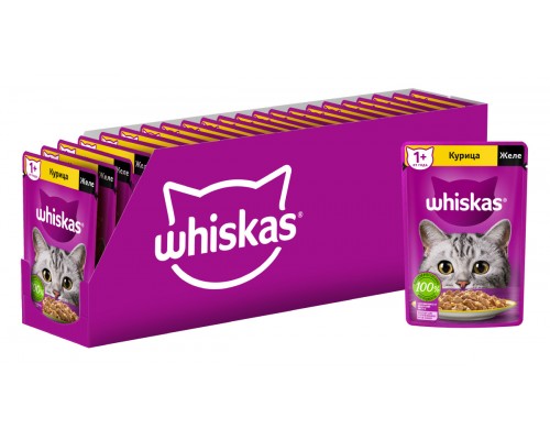 Whiskas влажный корм для кошек желе, с курицей