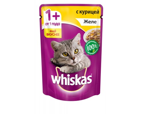 Whiskas влажный корм для кошек желе, с курицей