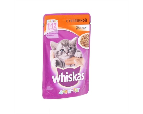 Whiskas влажный корм для котят, желе с телятиной