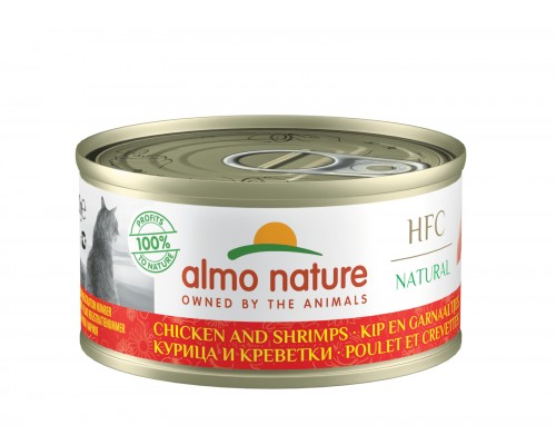 Almo Nature (консервы) консервы для кошек с курицей и креветками, 75% мяса