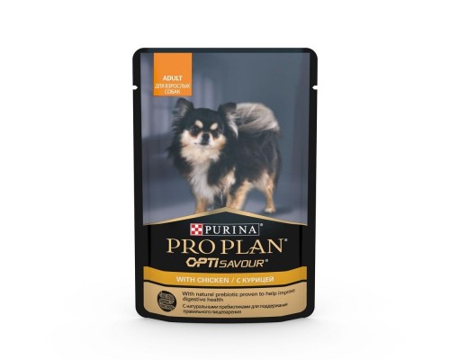 Purina Pro Plan консервы паучи для взрослых собак: кусочки в соусе с курицей 100 г