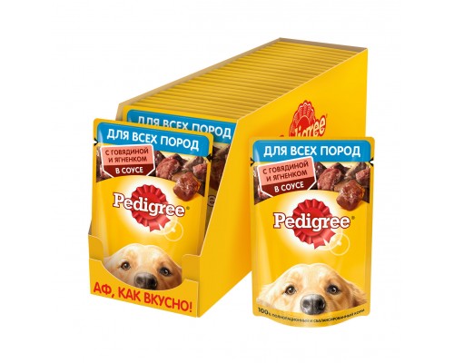 Pedigree влажный корм для взрослых собак всех пород с говядиной и ягненком в соусе 85 г