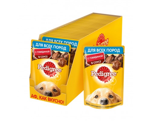 Pedigree влажный корм для взрослых собак всех пород с говядиной в соусе 85 г