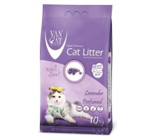 Van Cat комкующийся наполнитель без пыли с ароматом лаванды, пакет 10 кг