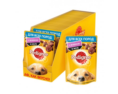 Pedigree влажный корм Pedigree для взрослых собак всех пород, с ягненком в желе 85 г