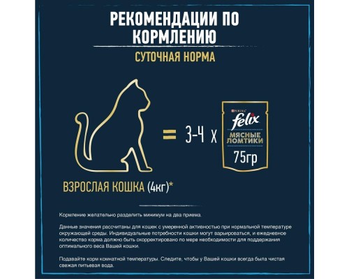 Felix  Мясные ломтики консервированный полнорационный корм для взрослых кошек, с говядиной