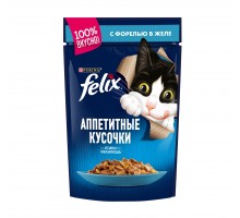 Felix влажный корм Аппетитные кусочки для взрослых кошек, с форелью в желе