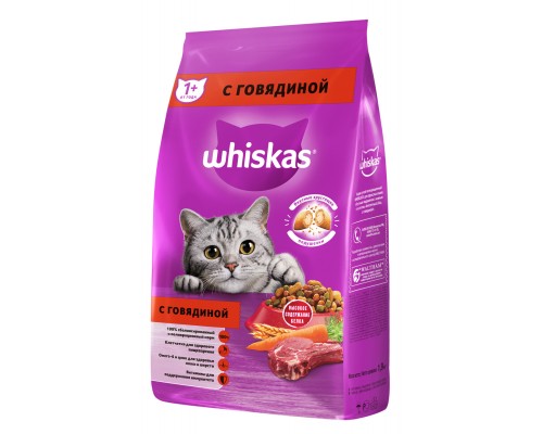 Корм Whiskas сухой корм для кошек «Вкусные подушечки с нежным паштетом, с говядиной» 1,9 кг