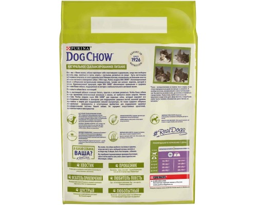 Корм Dog Chow для взрослых собак, с ягненком 800 г