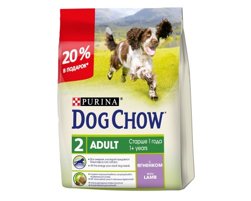 Корм Dog Chow для взрослых собак, с ягненком 2,5 кг