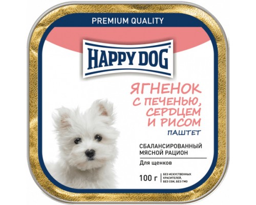 Happy dog паштет  "Янёнок с печенью, сердцем и рисом" 125 г