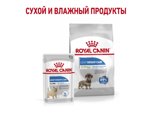 Корм Royal Canin для взрослых и стареющих собак малых пород (до 4 кг), склонных к набору лишнего веса 500 г