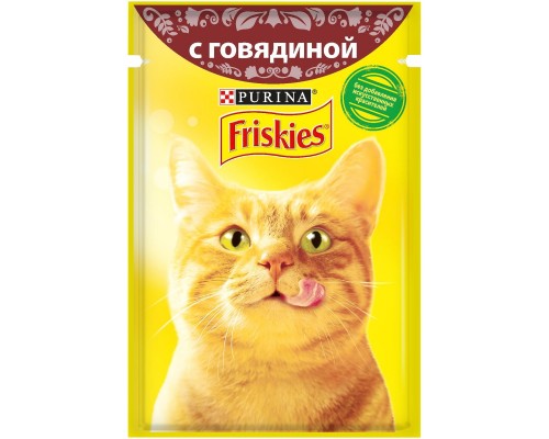 Friskies для взрослых кошек, с говядиной в подливе