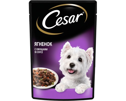 Cesar набор паучей для собак, три вкуса (паучи "желе" 14шт х 85г и паучи "ломтики в соусе" 28шт х 85г) 3,57 кг