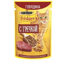 Friskies влажный корм для взрослых кошек, с говядиной и гречкой в подливе