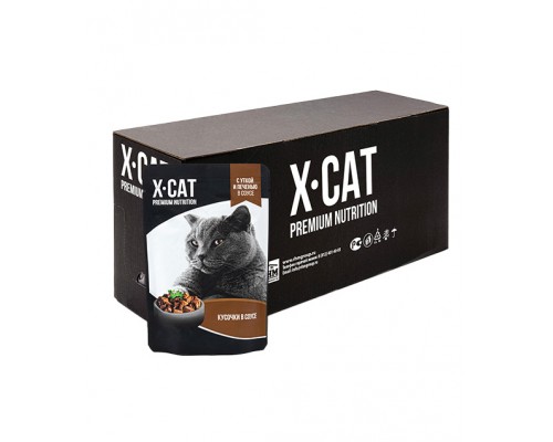 X-CAT влажный корм с уткой и печенью в соусе для кошек