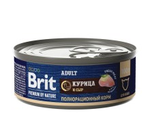 Brit консервы с курицей  и сыром для взрослых кошек