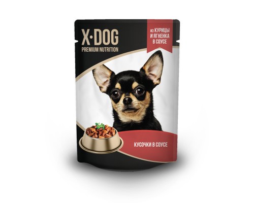 X-DOG влажный корм с курицей и ягнёнком в соусе для собак 85 г