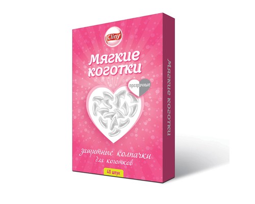 Cliny колпачки на когти для кошек "Мягкие коготки", прозрачные 40 шт