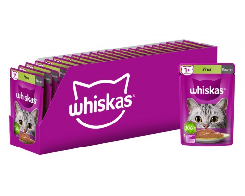 Whiskas влажный корм для кошек, паштет с уткой