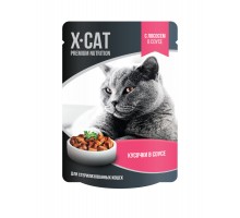 X-CAT влажный корм с лососем в соусе для стерилизованных кошек