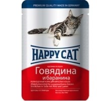 Happy cat кусочки в соусе с говядиной и бараниной