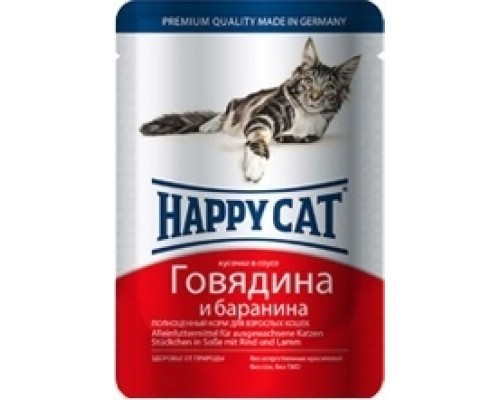 Happy cat кусочки в соусе с говядиной и бараниной