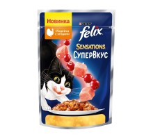 Felix  Sensations Супервкус для взрослых кошек, со вкусом индейки и ягод, в желе