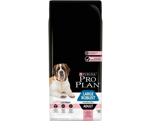 Корм Purina Pro Plan  для взрослых собак крупных пород с мощным телосложением с чувствительной кожей, с высоким содержанием лосося 14 кг