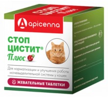 Apicenna  Стоп-цистит Плюс жевательные таблетки для кошек 30 таб.