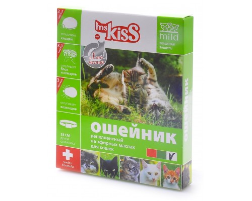 Ms.Kiss ошейник от блох, клещей, комаров для котят с 4 недель и кошек, 38 см белый