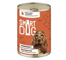 Smart Dog (влажный корм) консервы для взрослых собак и щенков кусочки индейки в нежном соусе 400 г