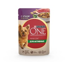 Purina One  Активная для взрослых собак мелких пород с активным образом жизни, с уткой, пастой и зеленой фасолью в подливе 85 г